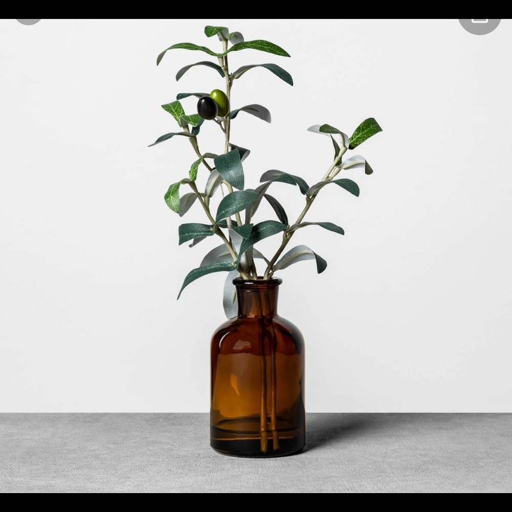 15” Faux Amber Olive Branch Arrangement